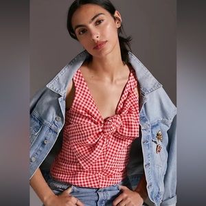 Anthropologie Eva Franco Gingham Bow Top